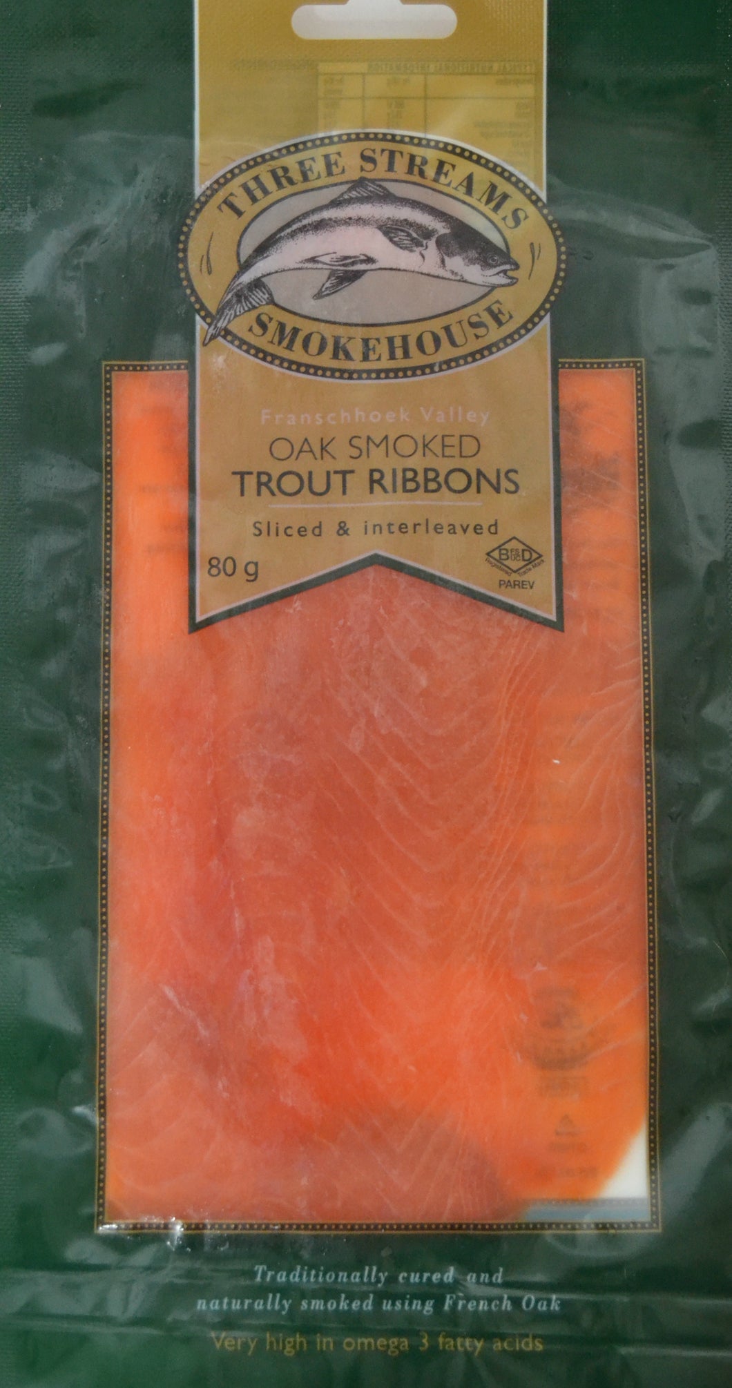 Three Streams Cold Smoked Trout Ribbons Premium Grade 80g (DELIVERY IN CAPE TOWN METROPOLITAN ONLY)